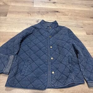 Boxercraft Ladies Quilted Market Jacket Navy Blue BW8102 Snap Front Coat L